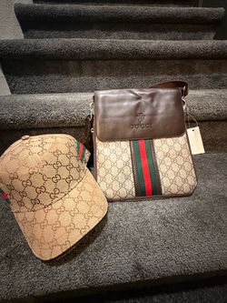 Crossbody and hat with tags