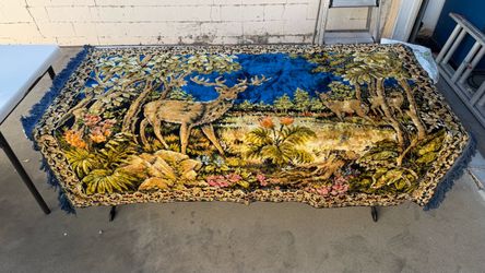vintage velvet/velour deer tapestry wall hanging or a rug