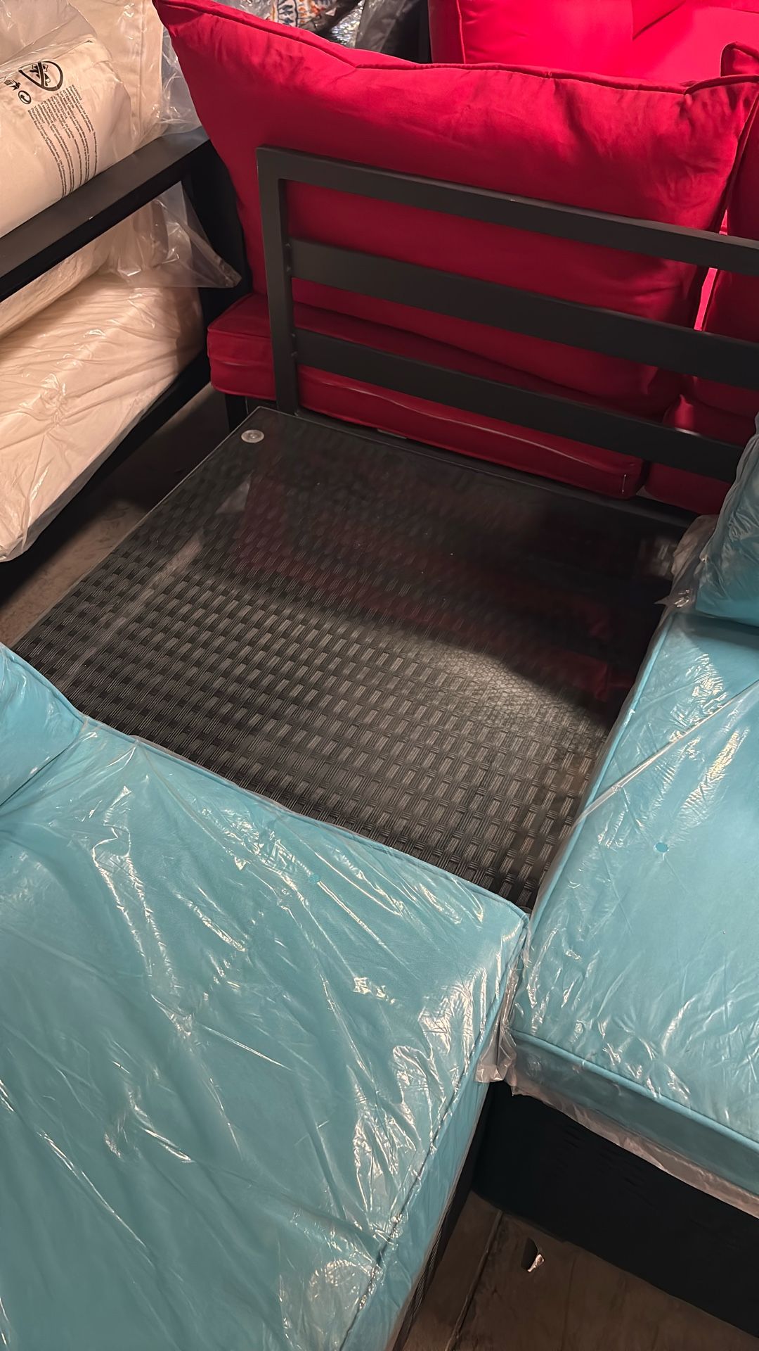 ON SALE!! 8 Pieces Outdoor Conversation Set In Turquoise Blue