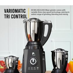 EconoHome Mixer Grinder - Electric Mixer Grinder for Asian Cooking, Food Prep - Includes Liquidizing Jar, Dry & Wet Grinder Jar, Chutney Jar, Lids & S