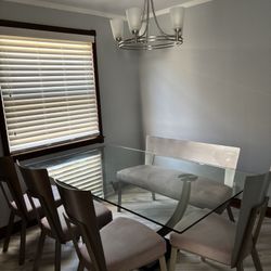 Beautiful Glass And Stainless Complete Dining Room Set Seats 6 purchase from ROSSI brothers