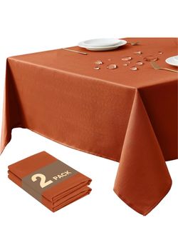 Rust Orange Waterproof Tablecloth 2-Pack