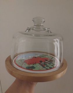 Country barn yard theme cheese board with glass dome (view all photos)