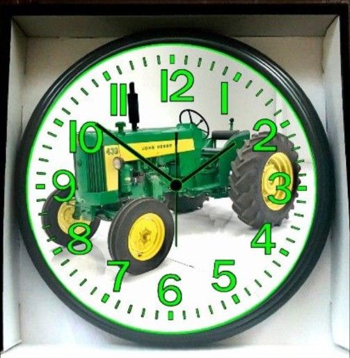 John Deere Tractor Farming Glow In the Dark Wall Clock New!