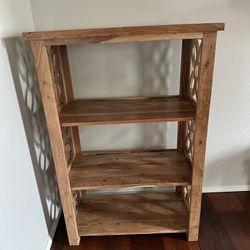 Two Wood Detailed Bookshelves (bookshelf)
