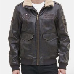 Tommy Hilfiger Men's Faux Leather Bomber Jacket Faux Leather Jacket Talla M