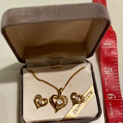 Heart Necklace With Matching Earrings