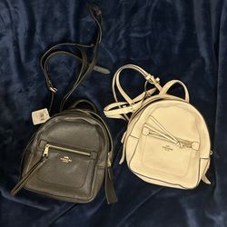 Two Coach Leather Backpacks