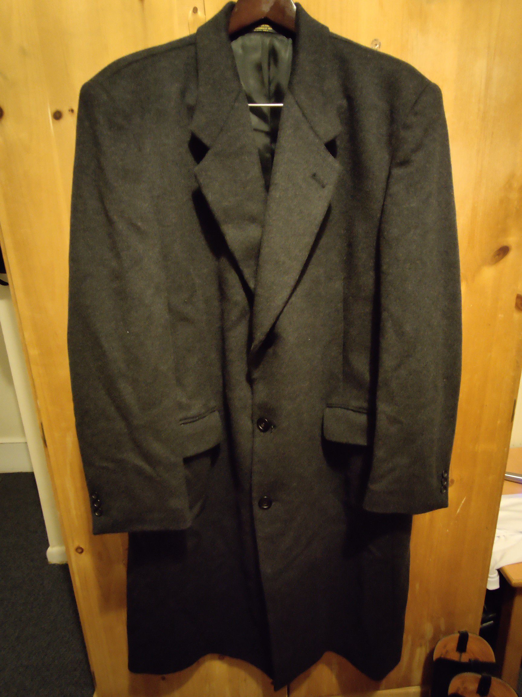 Nino Cerruti Rue Royale Black Wool/Cashmere Blend Overcoat/Top Coat Men's