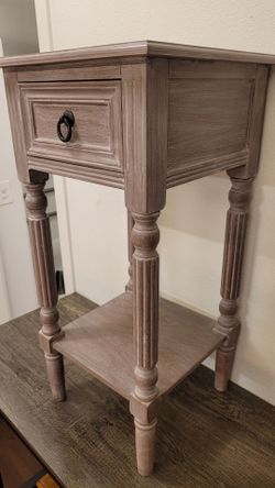 Wood Nightstand with Drawer and Shelf