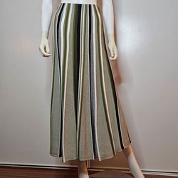 NWT COS Striped Olive Green Maxi Skirt Cotton+Viscose Size S