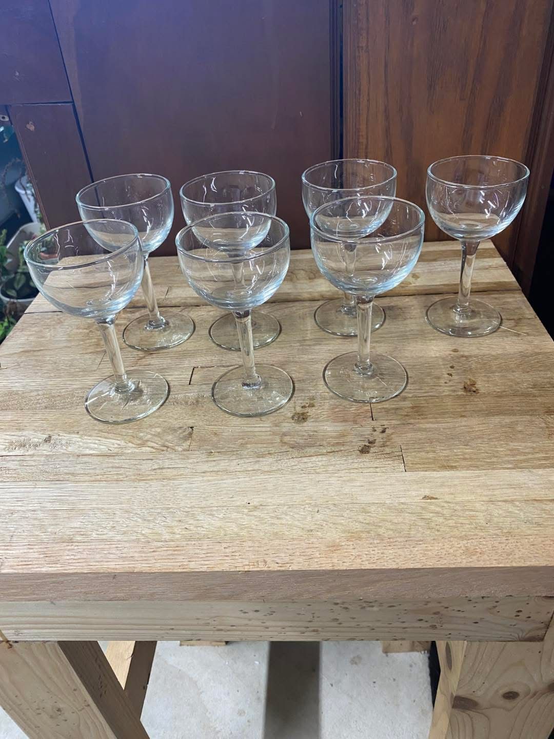 set of seven wine glasses