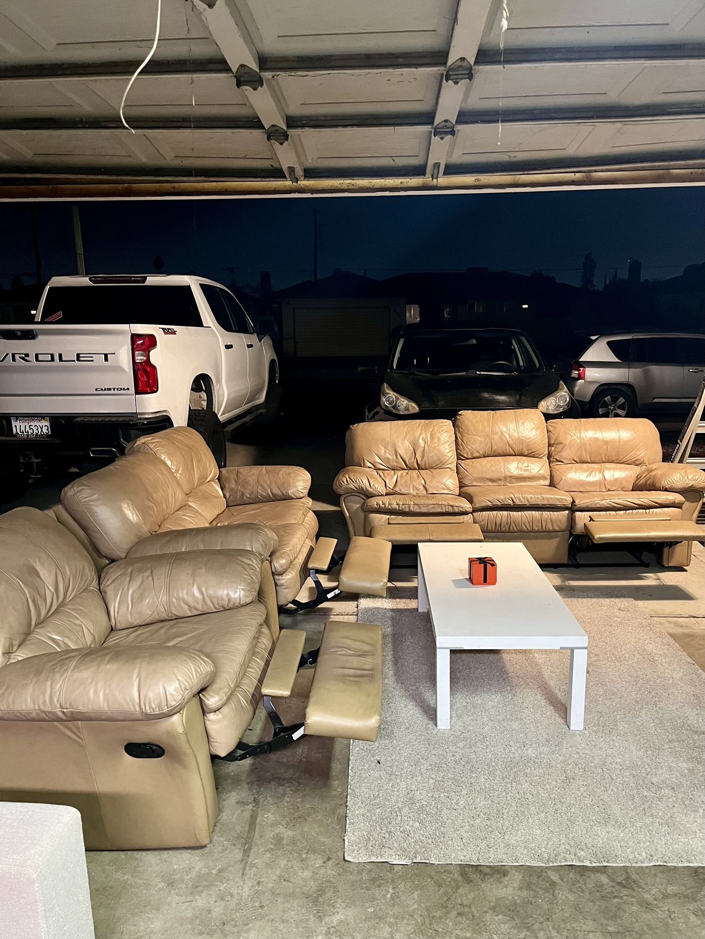 Leather Recliner Couch Sofa Set