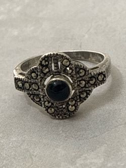 Vintage Sterling Onyx Marcasite
