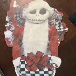 Nightmare Before Christmas Wreath Jack Skellington Front Door Outdoor Decorations Hanging Ornaments for Indoor Outside Home Window Wall Decor, 15.7x9.