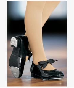 Balera Black Patent Tap Shoes Girl Size 1