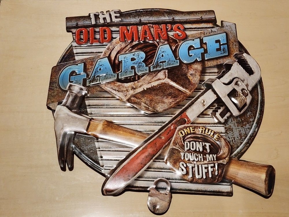 The Old Man's Garage Embossed Metal Sign