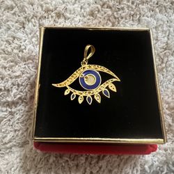 21k Solid Gold Evil Eye Charm