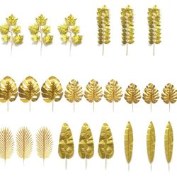 24pcs Artificial Gold Palm Leaves