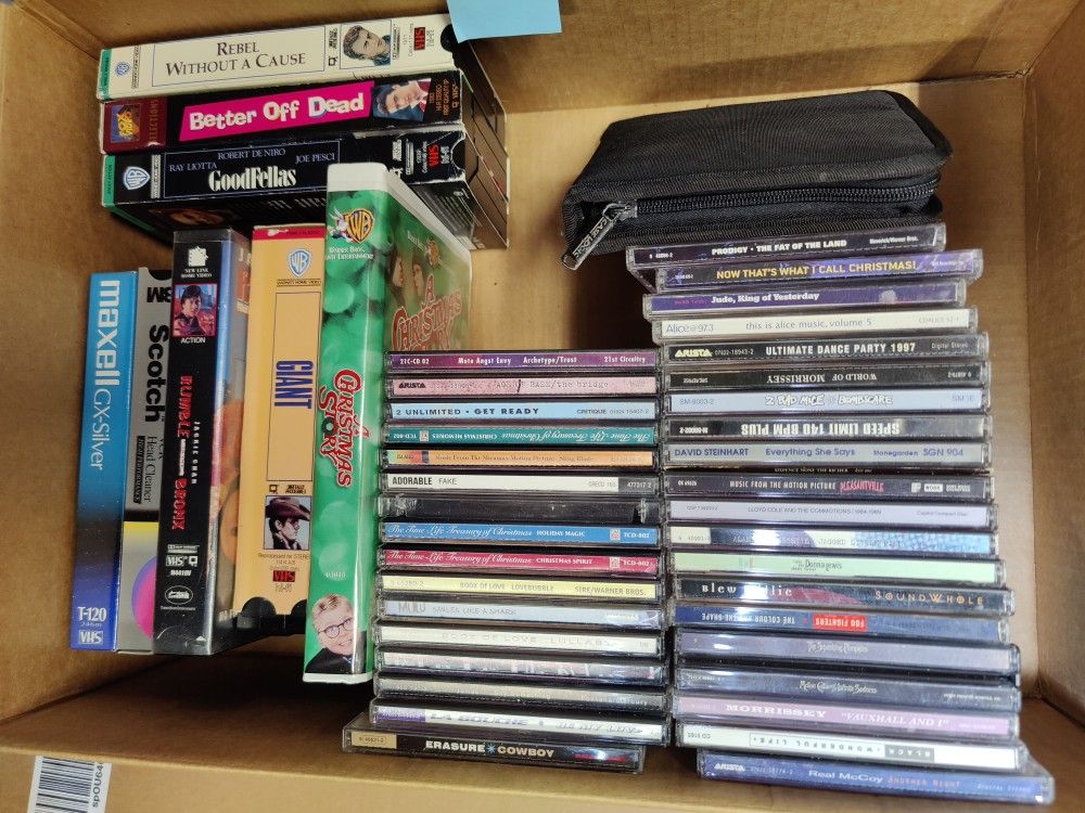 CDs (Mostly Alternative & 90s Club) and VHS Movies