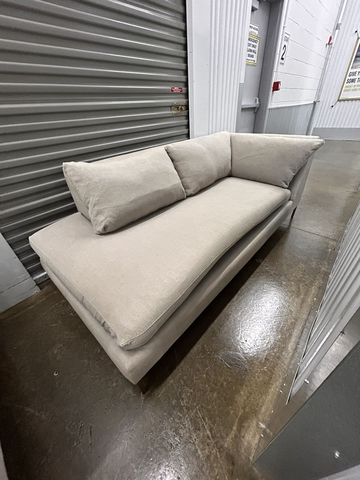 Midcentury Modern Minimalist Gray Fabric 2 piece sectional Sofa Couch