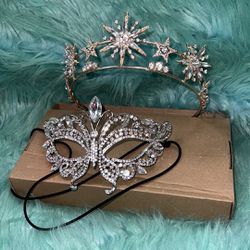 New Jeweled Star Crown & Jeweled Butterfly Mask 