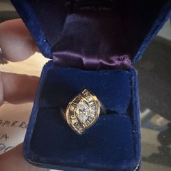 14k Gold Marquise Diamond Engagement Ring Size 5.5