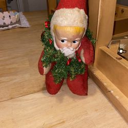 Knickerbocker Baby Santa Claus Plush Doll Rubber  Face Vintage 1955 Toy 