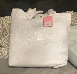 Stoney Clover Lane White Velour Tote Bag