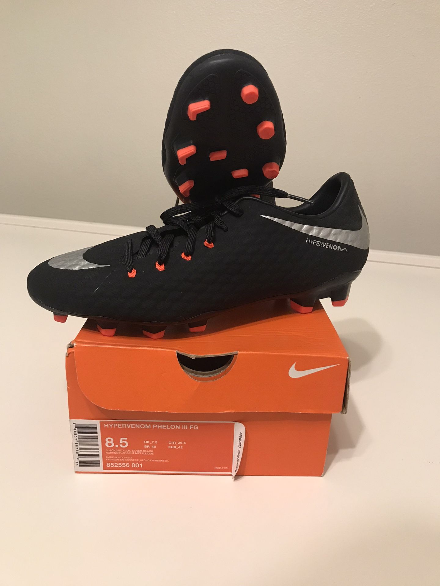 Nike Hypervenom Phelon III NikeSkin Firm Ground (FG) — Size Men’s 8.5 NEW!