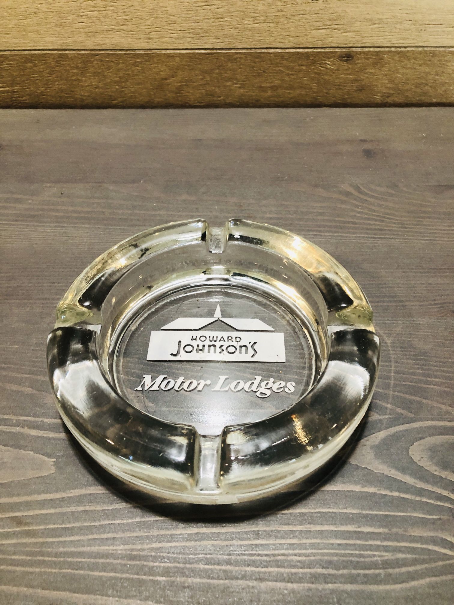 Howard Johnson Motor Lodges Ashtray - Vintage Hotel Motel HOJO Glass Cigarette