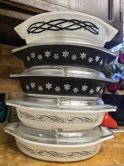 PYREX divided dishes $30. ea Oval w/ Lids