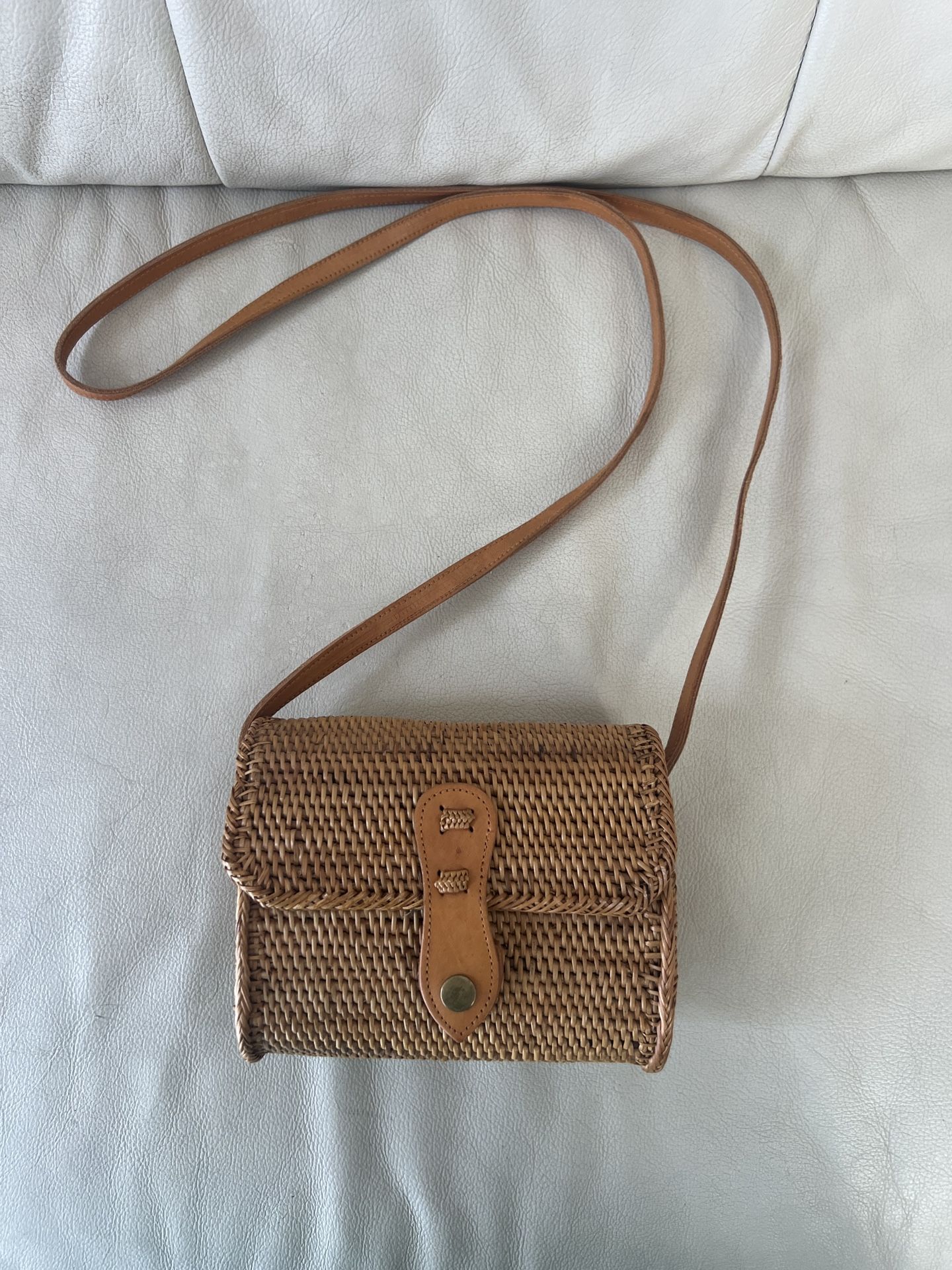  Bag for Women - Handmade Ata Wicker Woven Purse - Square  Brown Straw Boho Bags 