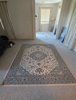 Area rug carpet LARGE blue/gray/cream