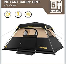 6-Person Instant Cabin Camping Tent – 10’ x 9’ Water Resistant