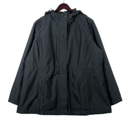 LL Bean Jacket Coat Womens Black H2OFF Rain Jacket Primaloft Lined Insulated SZ 2XL
