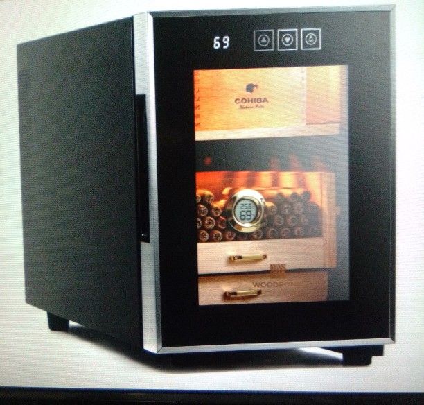 Electronic Humidor Cabinet Holds 150 With LED Light Accessory Drawer Digital I Go Meter Humidifier Spanish Cedar Lining
