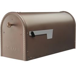 Architectural Mailboxes Edwards™ Weather-Resistant Steel Metal Post Mounted Mail Box for Outside, Bronze, Large Curbside Mailbox, USPS Approved for Re