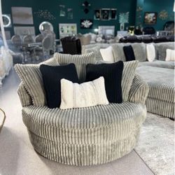 Corduroy Swivel Oversize Chair