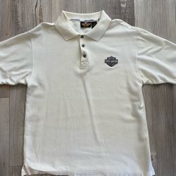 Harley Davidson White Polo Shirt Size Meduim