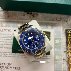 Men’s Designer watch, two-tone Blue dial