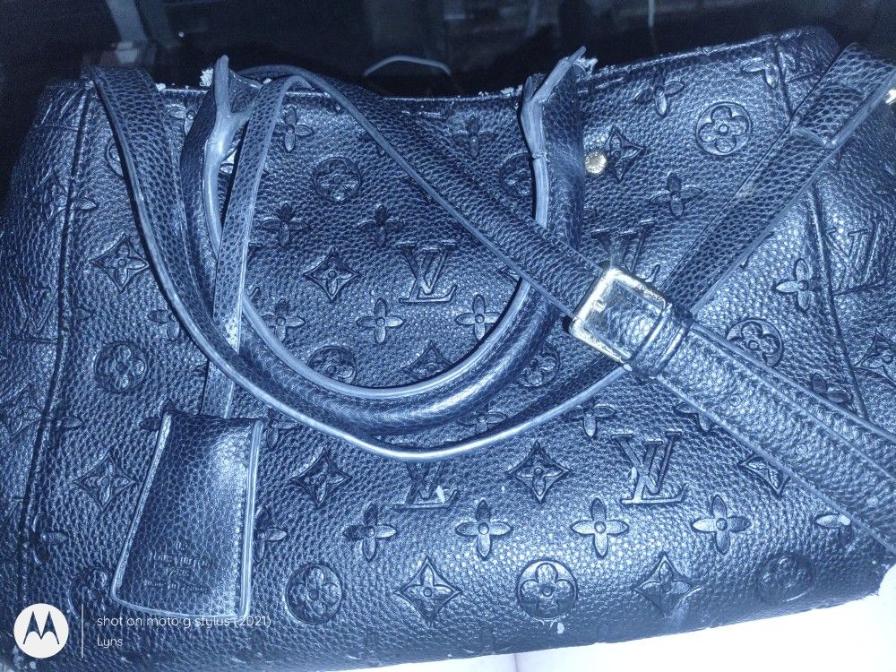 Louis Vuitton Montaigne In Black Monogram Empreinte Leather Cross Body Bag