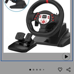 DOYO PS4 Gaming Racing Steering Wheels with Pedals and paddle Shifters for PC, 180° Volante PC Plug and Play with Height and Tilt Adjustable for Plays