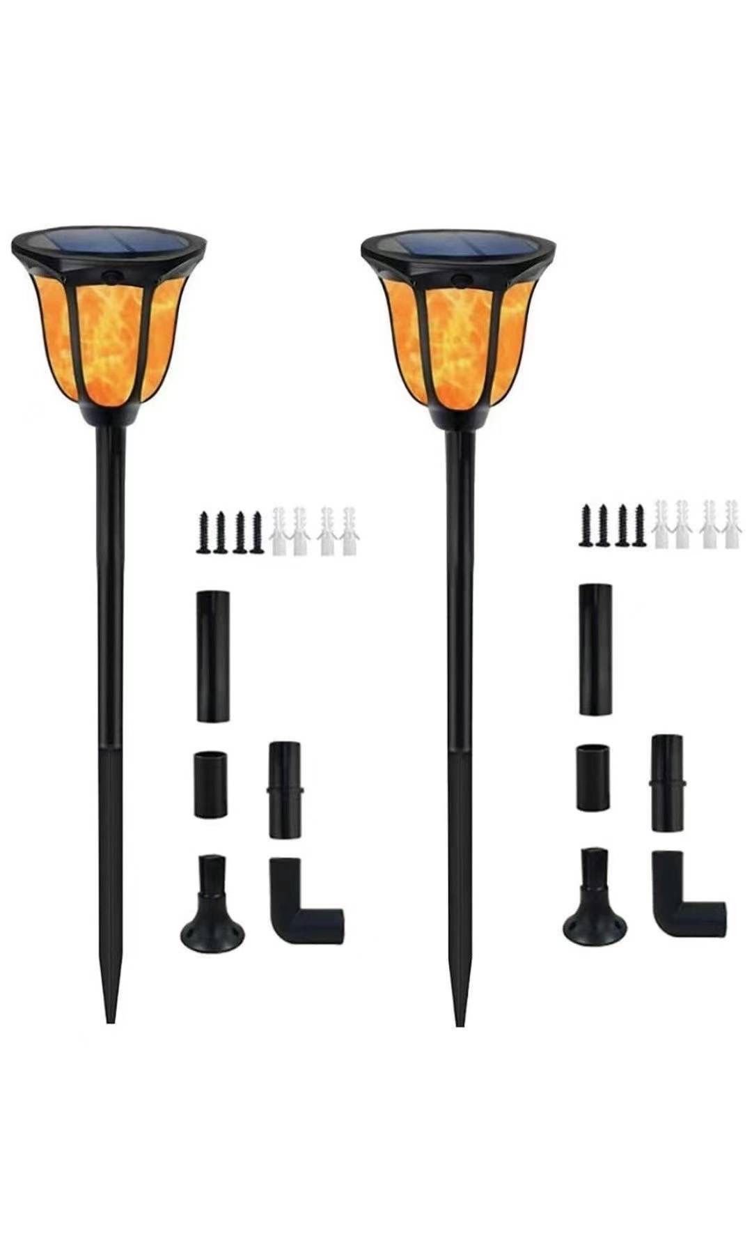 Solar Lights Outdoor Flickering Flames Solar Torches Landscape Solar Torch Light Lighting Dusk to Dawn Auto On/Off Outdoor Solar Pathway Lights for Pa