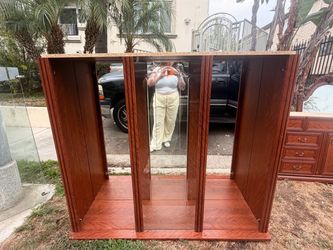 Wood Wardrobe Cabinet Frame with Mirrors