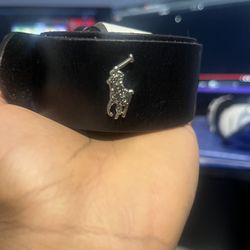 polo ralph lauren black leather belt (size 32)