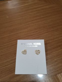 Michael Kors Sterling Silver Open Heart Stud Earrings
