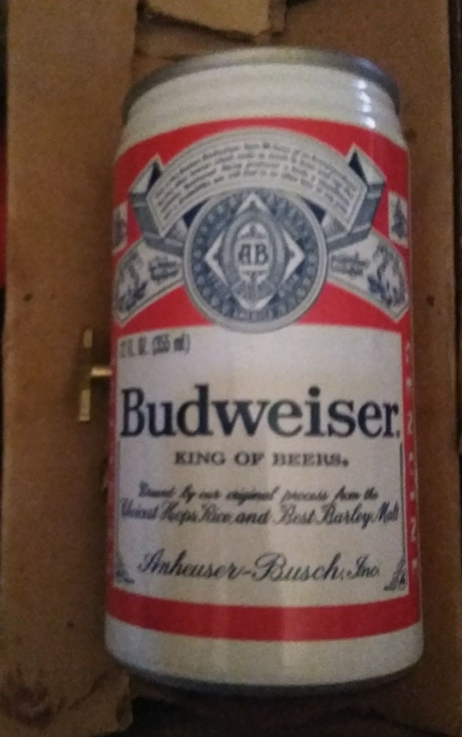 Vintage Budweiser Beer 12 oz Pull Tab Top Can Wind Up Musical Box