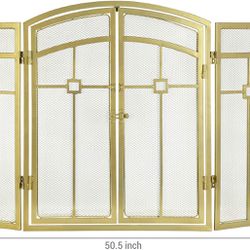 3  Panel  Classic Gold- Tome Metal  Fireplace Screen 