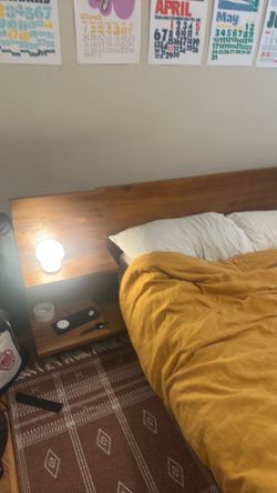 CB2 Andes Acacia Bed Frame and Side tables